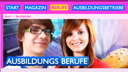 Webseite Jugendportal Nachwuchsgewinnung Ernährungswirtschaft