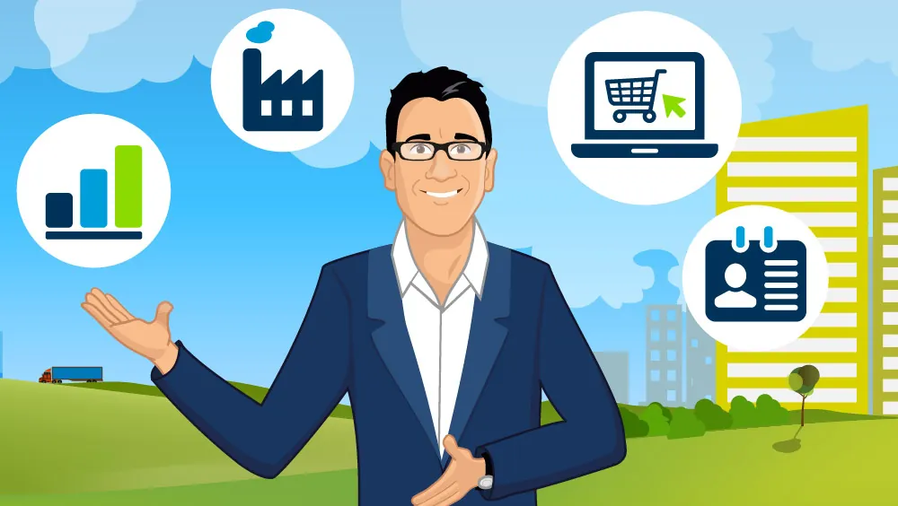 Illustrationen von Menschen in der Wirtschaft: Software und Industrie + Dienstleistungen